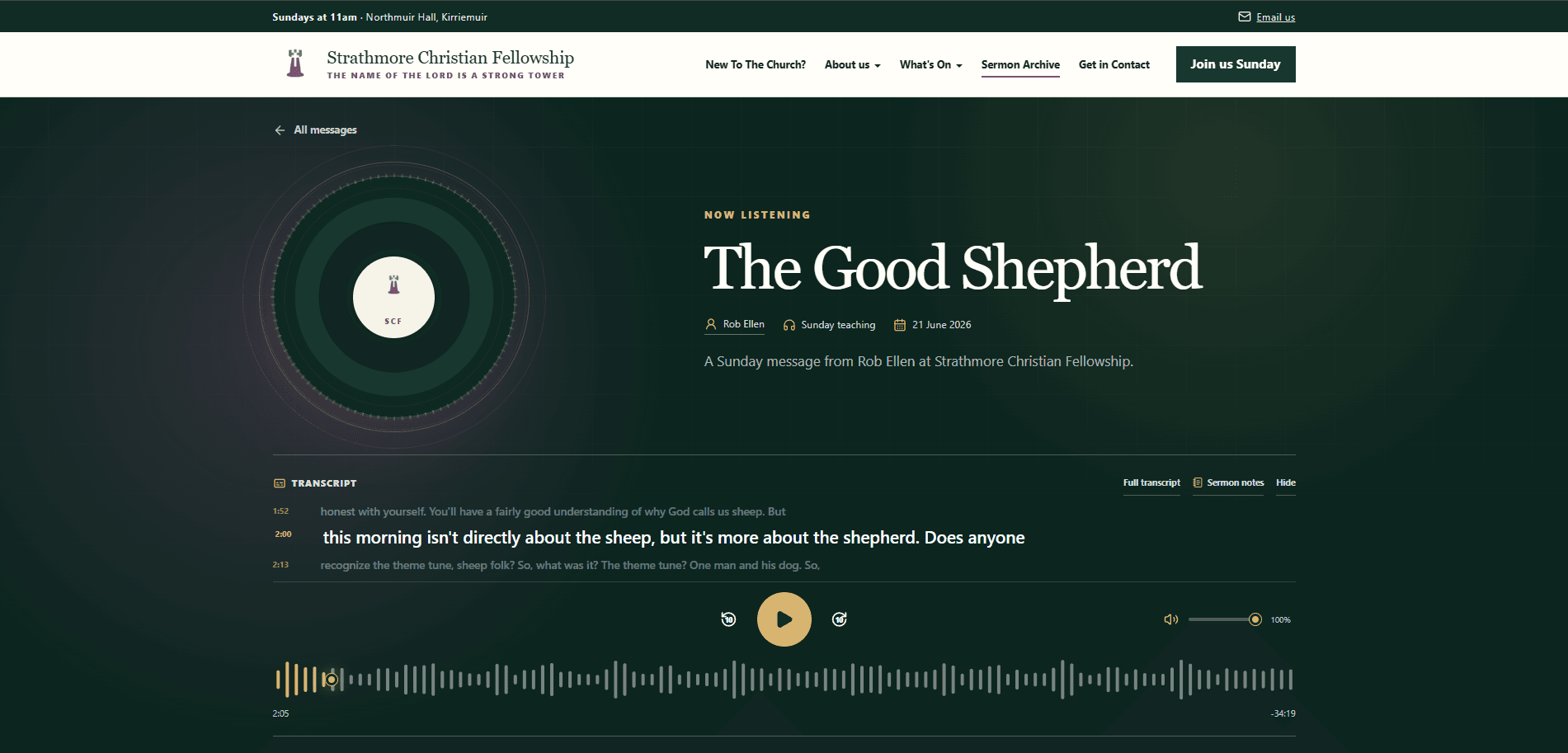 Strathmore sermon archive and detailed message player.