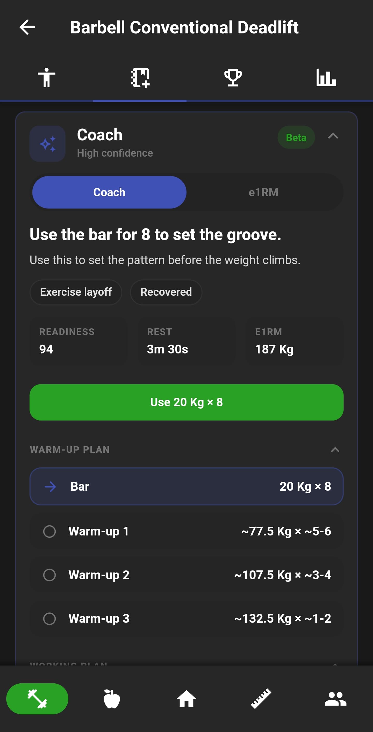 NutriMotion training plan, routine builder, workout coach, exercise graph, goal and muscle map.
