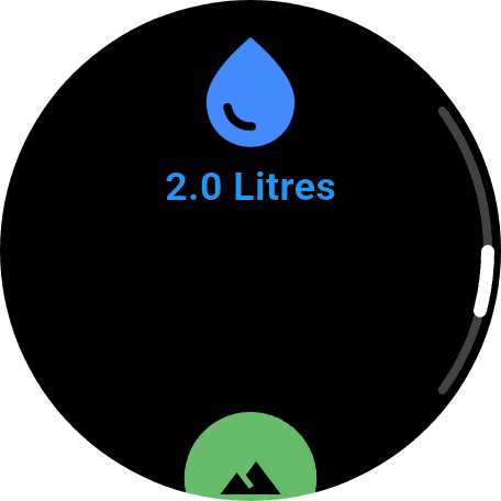 NutriMotion Wear OS route, cardio, strength set, nutrition and water screens.