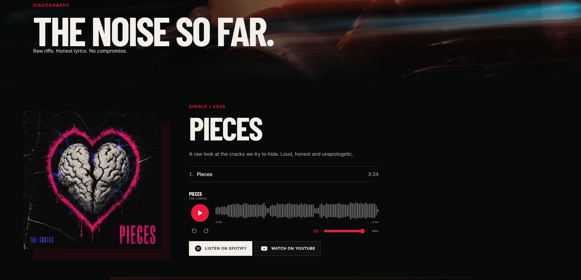 The Cortex music and merchandise pages.
