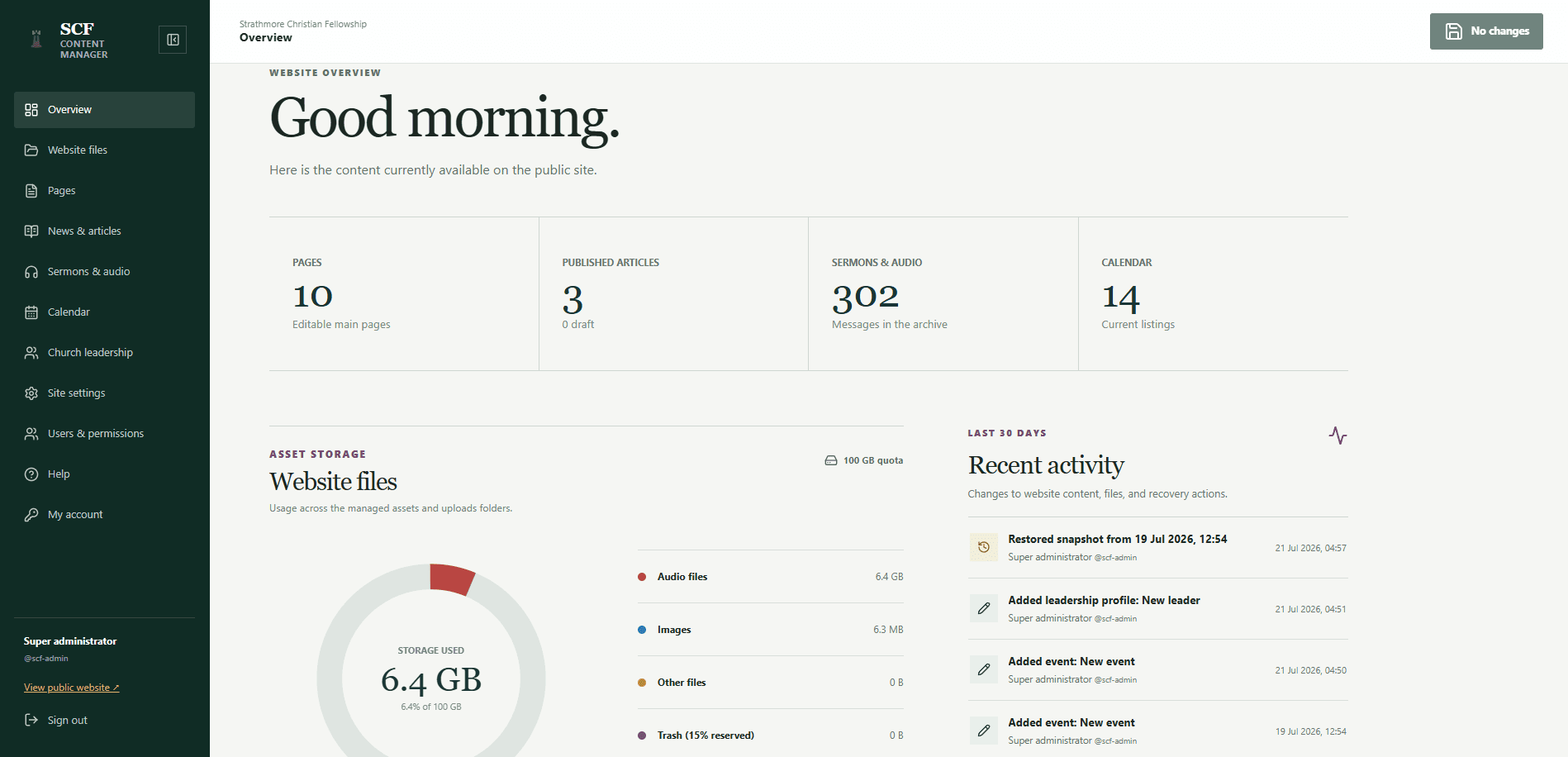 Strathmore content manager and visual page editor.